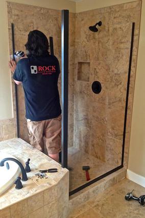 shower door installation oiled bronze